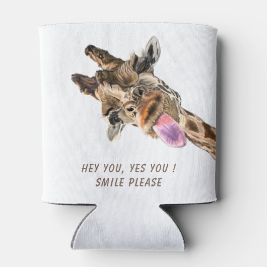 Funny Giraffe Can Cooler Lächeln - Benutzerdefinie Dosenkühler (Rückseite)