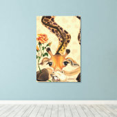 Funny Giraffe Canvas Print Leinwanddruck (Insitu (Holzboden))