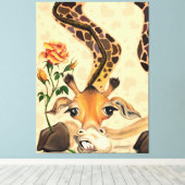 Funny Giraffe Canvas Print Leinwanddruck (Insitu (Holzboden))