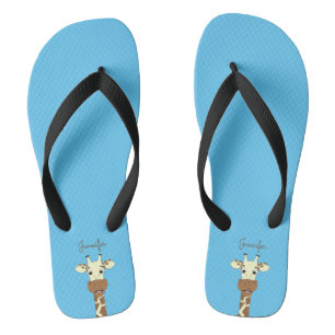 Funny giraffe Cartoon blauer Name Frauenhausschuhe Badesandalen