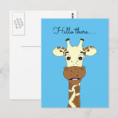 Funny giraffe Cartoon blue Hello kids Postcard Postkarte (Vorne/Hinten)