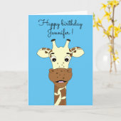 Funny giraffe Cartoon Blue Kindergeburtstag Card Karte (Gelbe Blume)