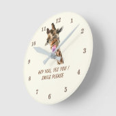 Funny Giraffe Clock mit benutzerdefinierten Text u Runde Wanduhr (Winkel)