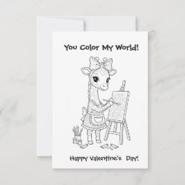 funny Giraffe Coloring Maze Classroom Valentine Dankeskarte