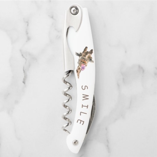 Funny Giraffe Corkschraube Lächeln - Benutzerdefin Kellnermesser (Vorderseite)