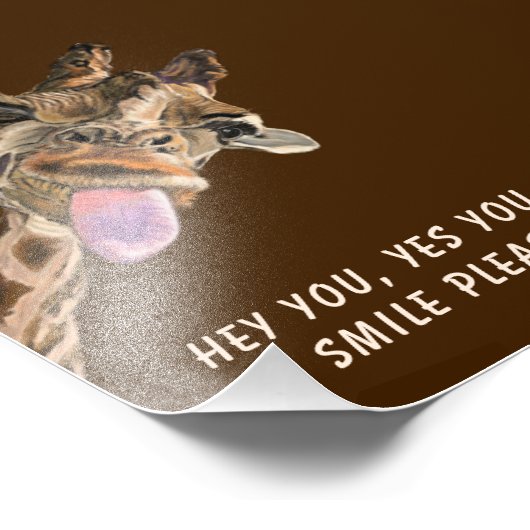 Funny Giraffe Custom Text Poster Wählen Sie Farben (Ecke)