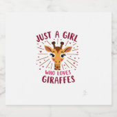 Funny Giraffe Design For Women Girls Safari Giraff Schaumweinetikett (Einzelnes Label)