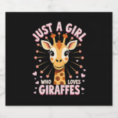 Funny Giraffe Design For Women Girls Safari Giraff Schaumweinetikett (Einzelnes Label)