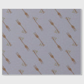 Funny Giraffe Eating Leaf Muster Blue Safari Geschenkpapier (Flach)