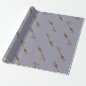 Funny Giraffe Eating Leaf Muster Blue Safari Geschenkpapier (Ungerollt)