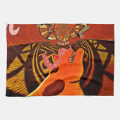 Funny Giraffe: Ein kaleidoskopischer afrikanischer Küchentuch (Horizontal)