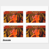 Funny Giraffe: Ein kaleidoskopischer afrikanischer Rechteckiger Aufkleber (Blatt)