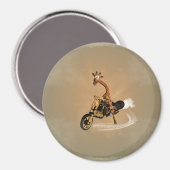 Funny Giraffe fährt ein Motorrad Magnet (Vorderseite/Rückseite)