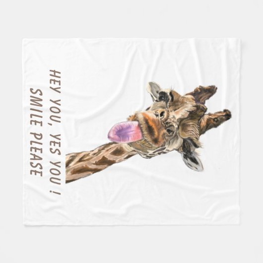 Funny Giraffe Fleece Blanket (Vorderseite (Horizontal))