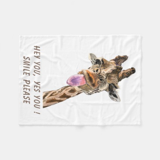 Funny Giraffe Fleece Blanket - Custom Text (Vorderseite (Horizontal))