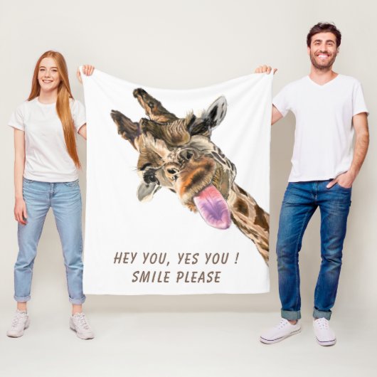 Funny Giraffe Fleece Blanket - Custom Text (Beispiel)