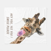 Funny Giraffe Fleece Blanket - Custom Text (Vorderseite (Horizontal))