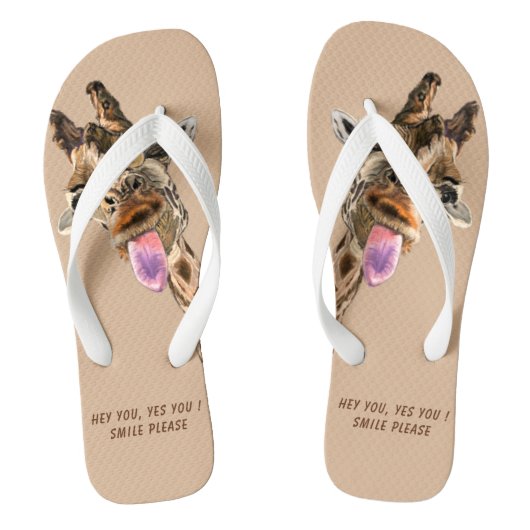 Funny Giraffe Flip Flops Smile - Farben auswählen Badesandalen (Fußbett)