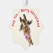 Funny Giraffe Frohe Weihnachts-Ornament-Karte Ornament Karte (Linke Ecke)
