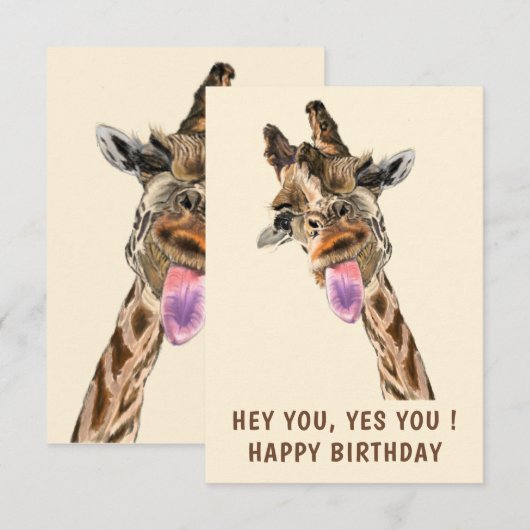 Funny Giraffe Geburtskarte - Benutzerdefinierter T (Vorne/Hinten)