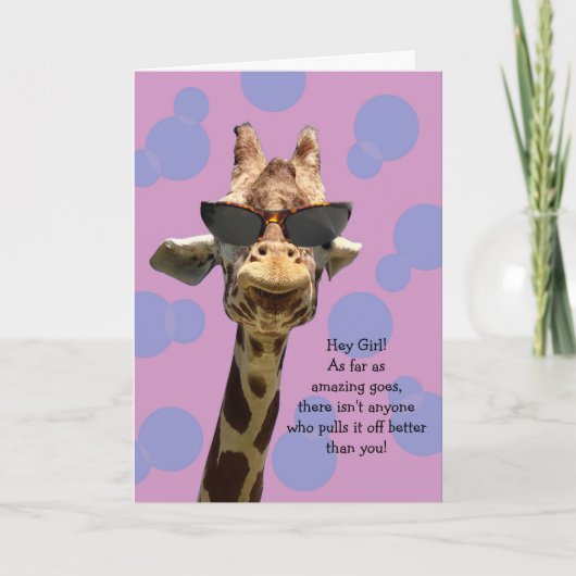 Funny Giraffe Geburtstagskarte für Mädchen Karte (Vorderseite)