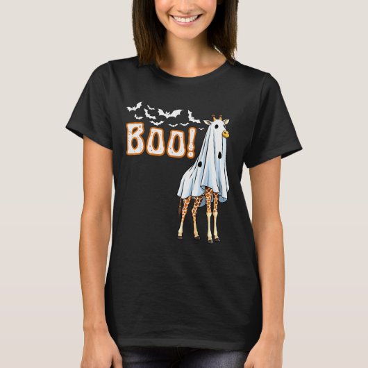 Funny Giraffe Ghost Boo Shirt Cute Animal Hallowee (Vorderseite)
