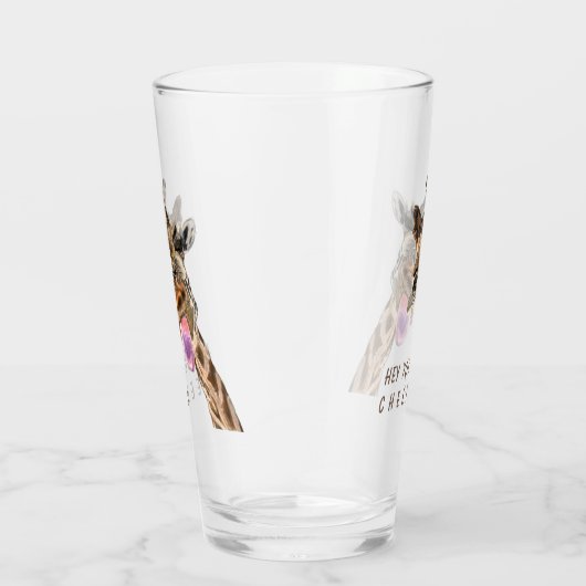 Funny Giraffe Glass Cheers - Custom Text Glas (Rechts)