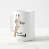 Funny Giraffe Good Morning Begrüßung Wildnis Kaffeetasse (Vorderseite Links)