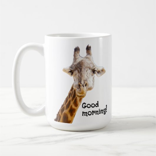 Funny Giraffe Good Morning Begrüßung Wildnis Kaffeetasse (Links)