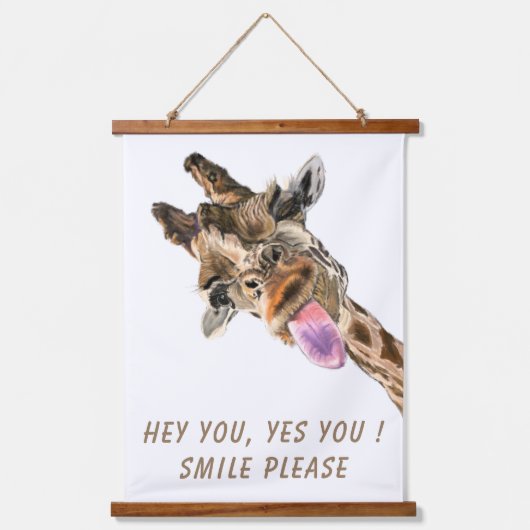 Funny Giraffe Hangband - Benutzerdefinierter Text Wandteppich Mit Holzrahmen (Vorderseite)