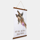 Funny Giraffe Hangband - Benutzerdefinierter Text Wandteppich Mit Holzrahmen (Gewinkelt)