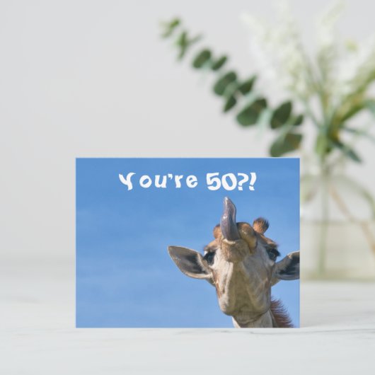 Funny Giraffe Happy 50. Geburtstag Postkarte (Stehend Vorderseite)