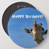 Funny Giraffe Happy Birthday Button (Vorne & Hinten)
