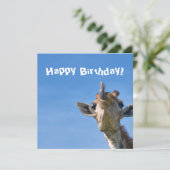 Funny Giraffe Happy Birthday Karte (Stehend Vorderseite)