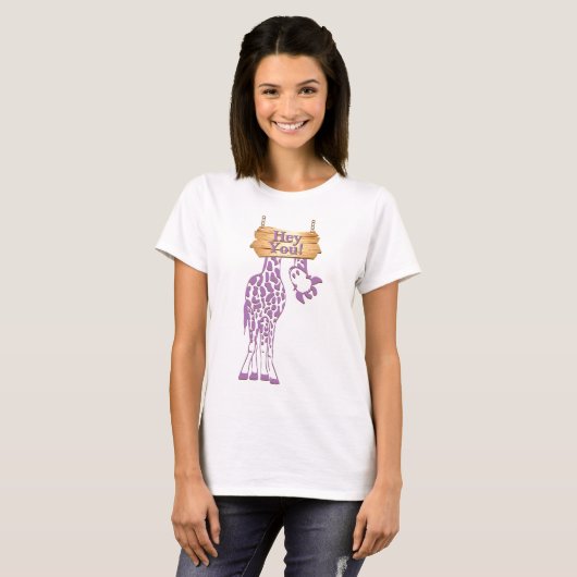 Funny Giraffe Hey, du unterschreib T-Shirt (Vorne ganz)