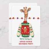 Funny Giraffe Holiday Cookie Exchange Party Einlad Einladung (Vorne/Hinten)