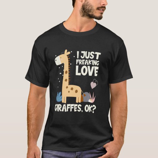 Funny Giraffe I just Freaking Liebe Giraffen T-Shirt (Vorderseite)