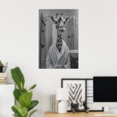 Funny Giraffe in Bathrobe Print, Quirky Bathroom Poster (Heimbüro)