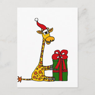 Funny Giraffe in der Weihnachtsmannmütze Weihnacht Feiertagspostkarte