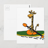 Funny Giraffe in Kayak Postkarte (Vorne/Hinten)