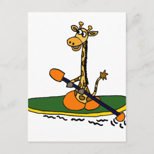 Funny Giraffe in Kayak Postkarte