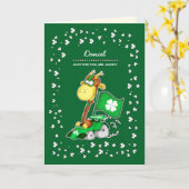 Funny Giraffe | Individuelle Name St. Patrick's Da Karte (Gelbe Blume)