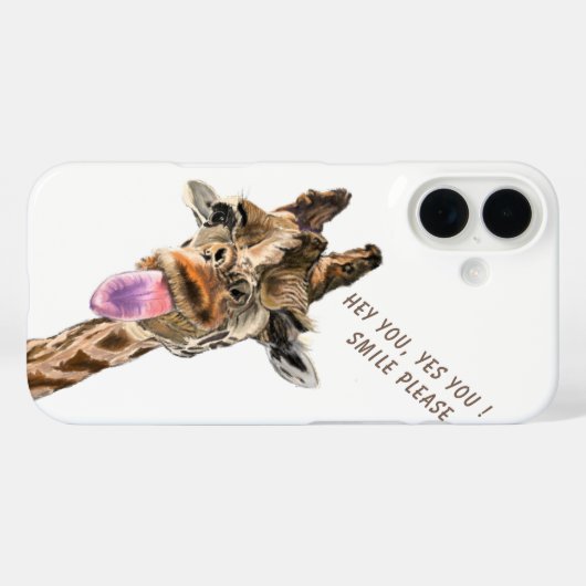 Funny Giraffe iPhone Case - Benutzerdefinierter Te (Rückseite (Horizontal))