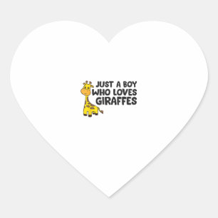 Funny Giraffe Just a Boy Who Lieben Giraffen Herz-Aufkleber