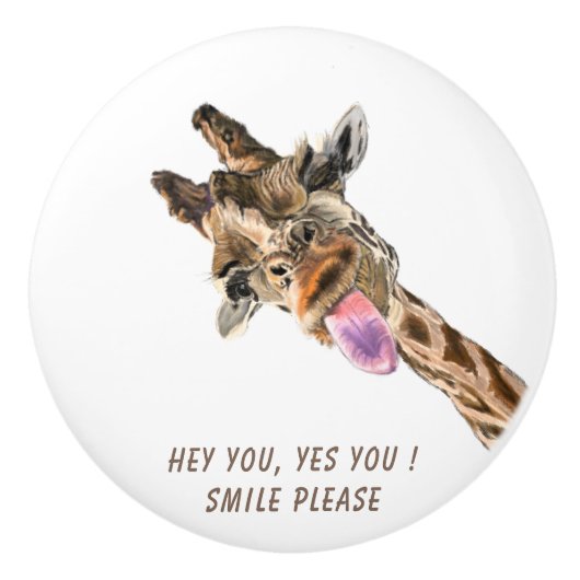 Funny Giraffe Keramik Knob Smile - Benutzerdefinie Keramikknauf (Vorderseite)
