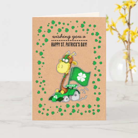 Funny Giraffe Kraft Papier St. Patrick's Day Custo Karte (Gelbe Blume)