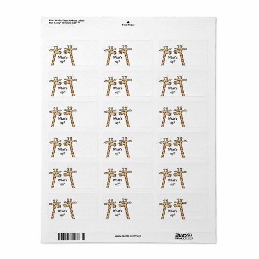 Funny Giraffe Labels Adressaufkleber (Vorne)
