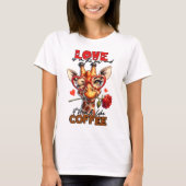 Funny Giraffe Liebe & Kaffee T - Shirt (Vorderseite)
