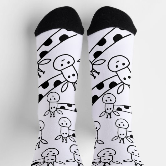 Funny Giraffe Line Zeichnend Doodles Quirky Socken (Oben)