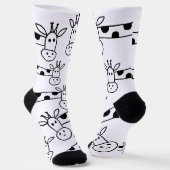 Funny Giraffe Line Zeichnend Doodles Quirky Socken (Gewinkelt)